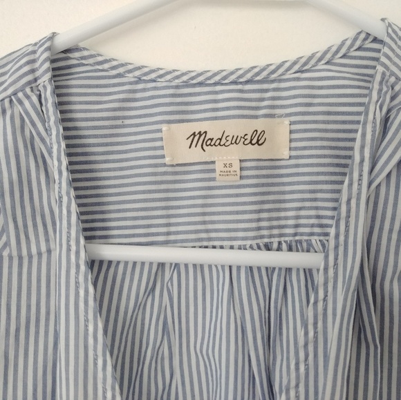 Madewell Wrap Top Indigo Stripe - Picture 3 of 6